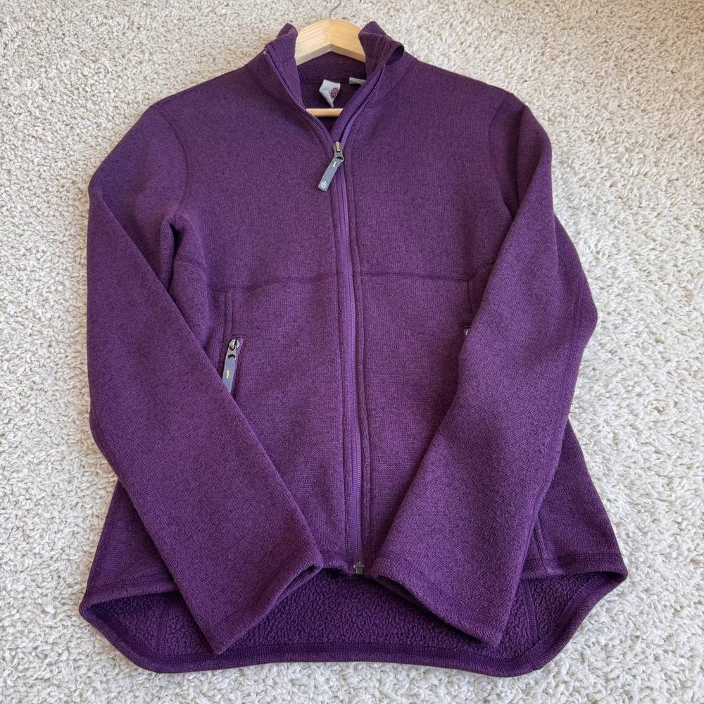 Stio Womens S Purple Full Zip Fleece Jacket Sweater Knit Mock Neck Outdoor